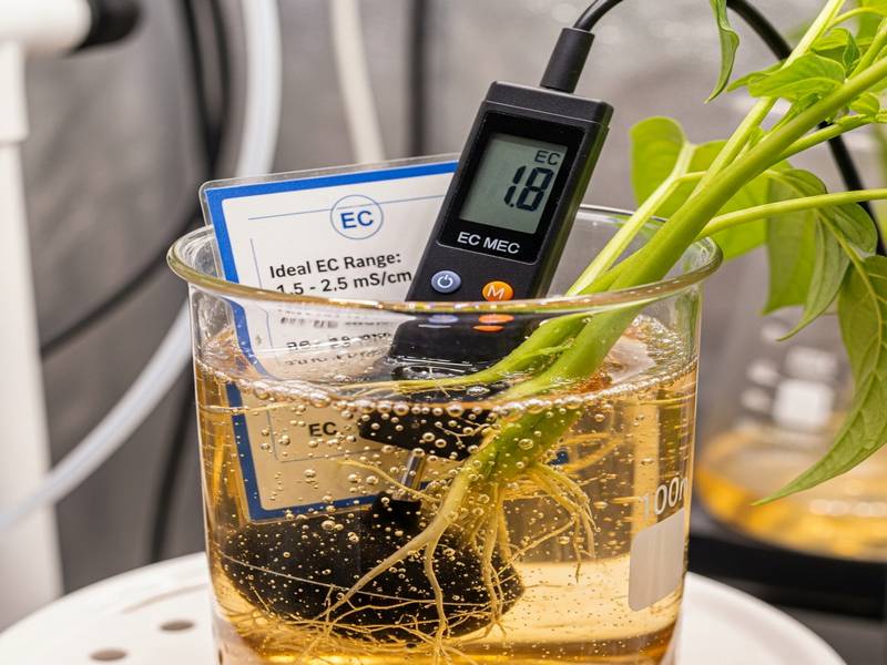 Mesure de l'EC idéal pour solution nutritive hydroponique