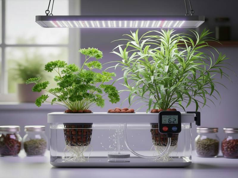 Plant d'estragon français sain en système aéroponique