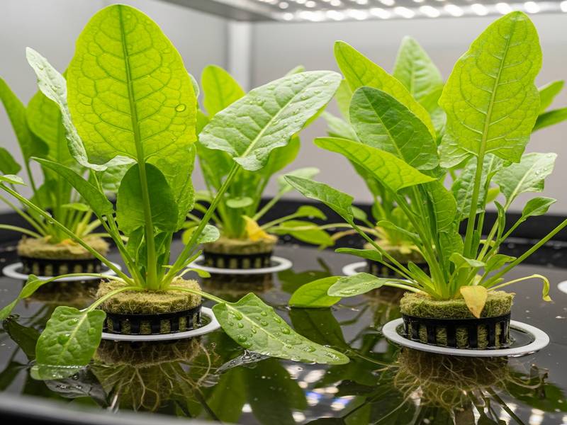 Oseille sanguine aux nervures rouges en culture hydroponique