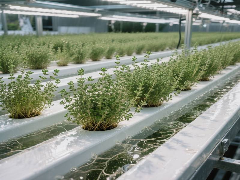 Thym vigoureux cultivé en système hydroponique